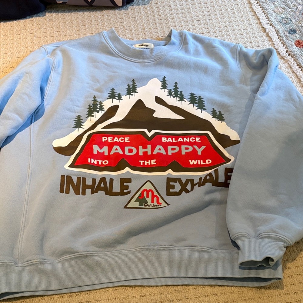 Madhappy Light Blue Mountain Graphic Crewneck Sweater